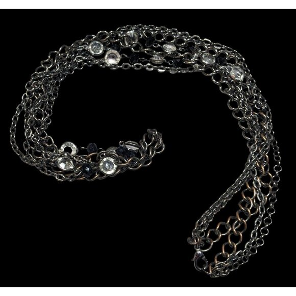 Glam Goth Multilayer Gemmed Chain Necklace - Picture 1 of 5